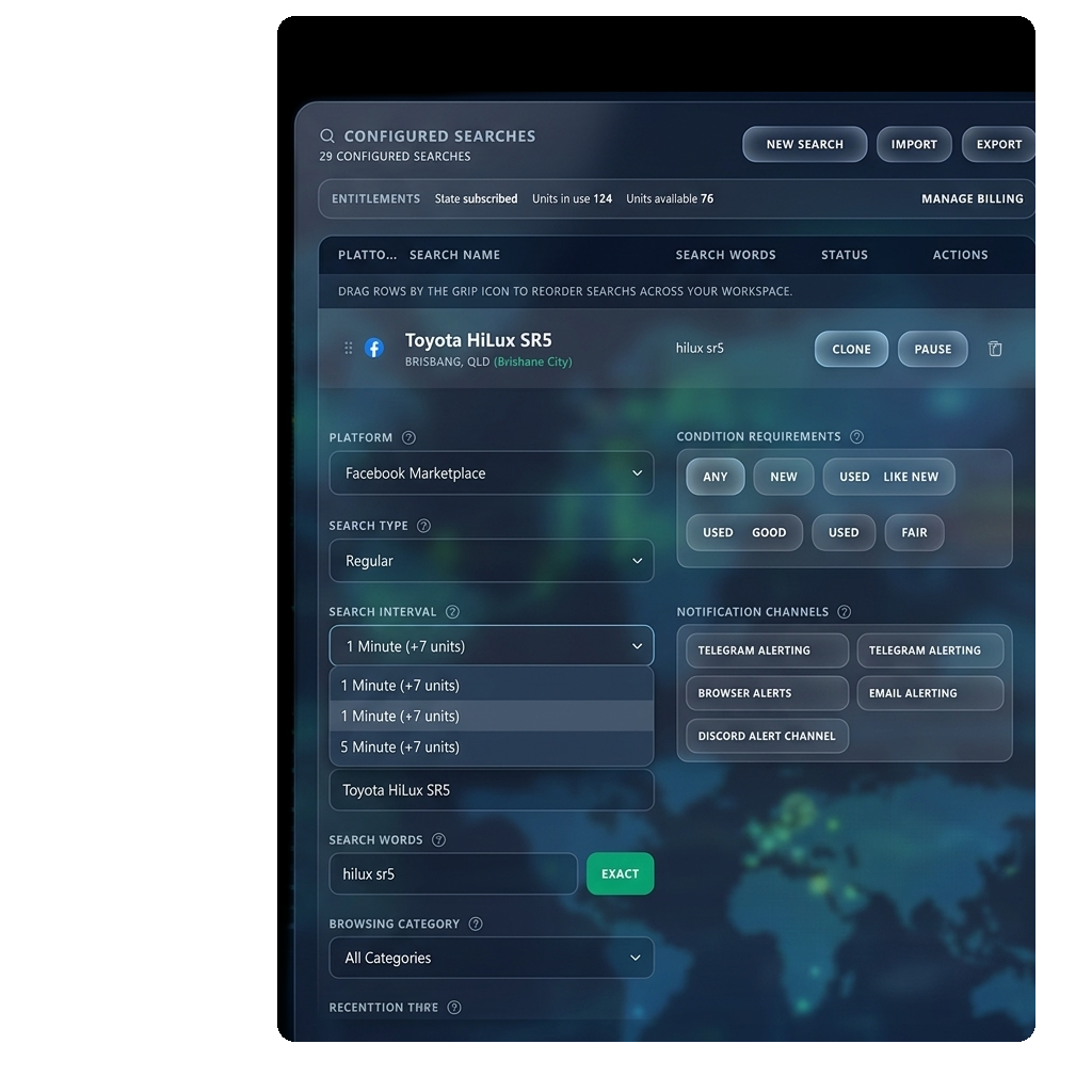 Classifindr vehicle search controls for CarGurus alerts
